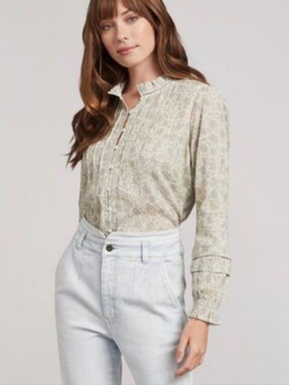 FAHERTY Willa Floral Print Blouse Organic  Cotton Extra Small